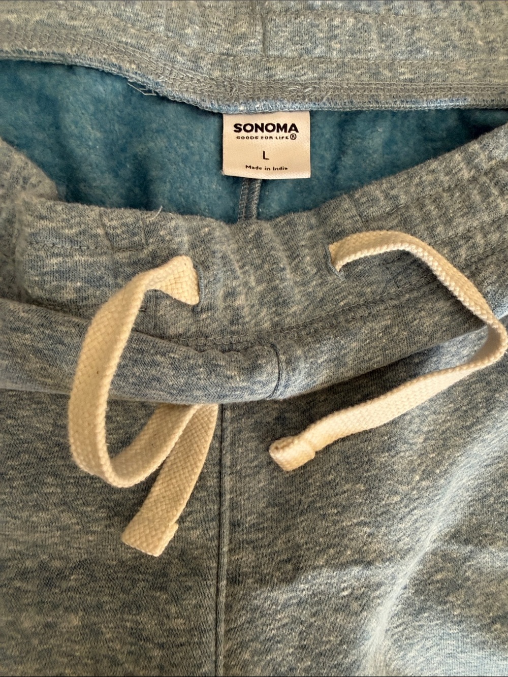 Sonoma Heather Gray Jogger Pants with Cream Drawstring 0160